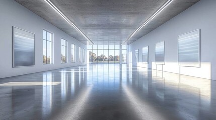 Fototapeta premium An ideal venue for showcasing artwork in a minimalist environment.