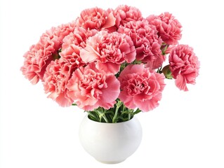 Obraz premium Pink carnation bouquet in white vase