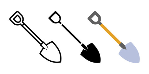 Shovel icon set. hand trowel sign. for mobile concept and web design. vector illustration on white background