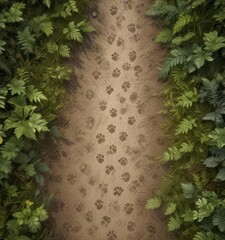 Pattern of animal paw footprints on forest floor,  animals,  nature,  animal tracks