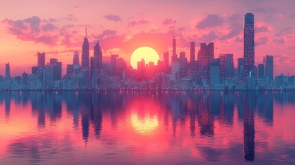 Fototapeta premium A futuristic cityscape imagined as a melted blend of dripping urban architecture