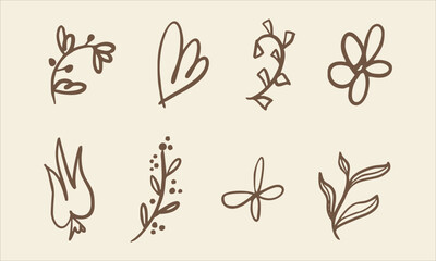 Set of vector drawings of meadow flowers. Ink drawing of wild flowers, grass. Collection of floral drawings. Artistic botanical elements. Hand-drawn icons.