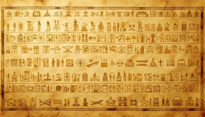 Fototapeta premium Ancient Egyptian Hieroglyphics Papyrus Wall Art Print