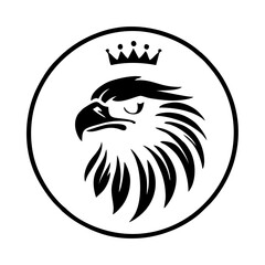 majestic eagle head with crown simple vector logo