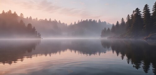 Soft watercolor waves on a serene lake at dawn,  water,  lake