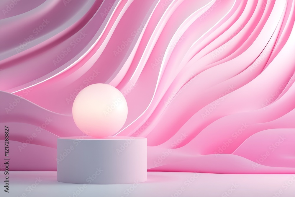 Poster a glowing 3d orb suspended in a tranquil digital space, surrounded by gentle waves of light and soot