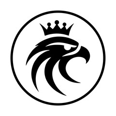 eagle head icon with crown simple vector logo