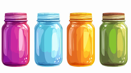 Vibrant Mason Jars in Wide Angle Centered Composition
