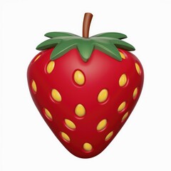 A 3D rendering of a red strawberry with yellow seeds.