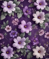 Vintage-inspired floral pattern with purple hues on a textured background,  luxury,  purple
