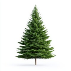 Small pine tree and tall narrow atlantic white cedar isolated on a white background