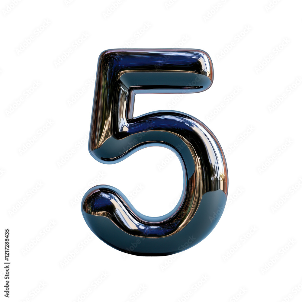 Aufkleber stylish metallic number five with a shiny and modern design, perfect for various projects. transpare
