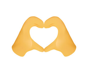 Two hands form a heart shape emoji symbolizing love, unity, and affection, conveying a powerful message of care and connection. 3D style illustration