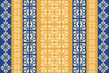 Geometric, seamless,pixel traditional ethnic, thai pattern, fabric pattern for textiles, rugs, wallpaper, clothing, sarong, batik, wrapping, embroidery, print, background, cover, illustration, vector.