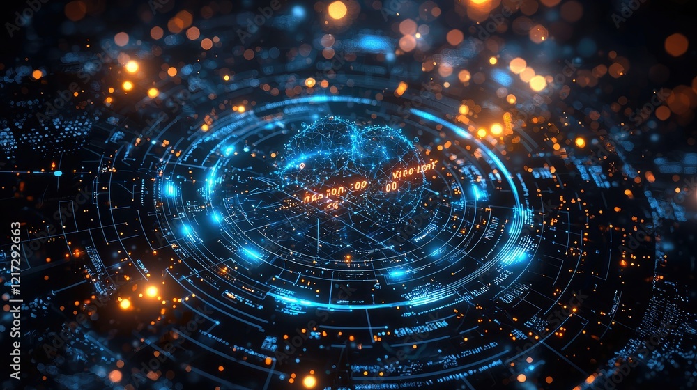 Poster abstract digital network globe data visualization