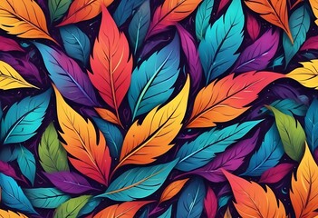 Fototapeta premium Colorful leaf pattern with many different colors