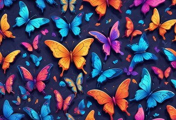 Colorful butterfly pattern with many different colored butterflies