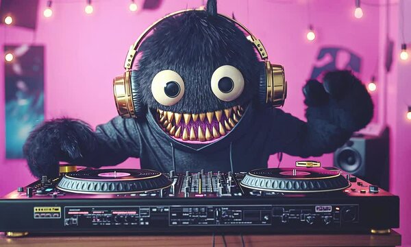 Funny monster dj in action.