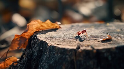 Ant on Tree Stump