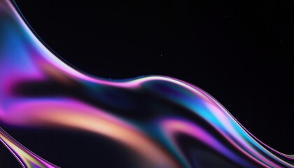 iridescent abstract wave on black background with vibrant neon hues, perfect for digital design, branding, and futuristic themes

