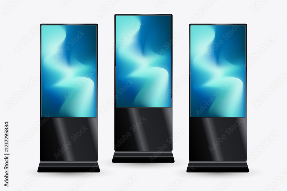 Aufkleber three mock up of modern led tv screens with gradient blue screen. and three vertical led displays fo