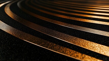 Golden concentric curves on textured black surface