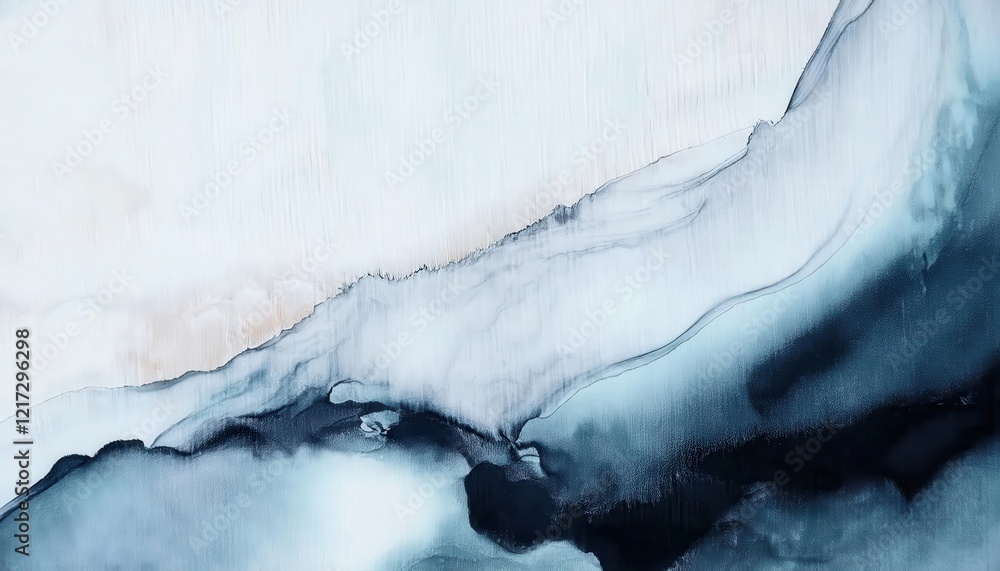 Aufkleber abstract aerial view of icy terrain with deep blue and white fluid patterns, ideal for modern design