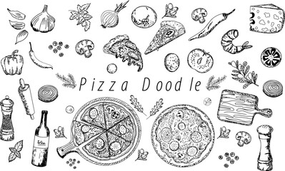 pizza doodle element illustration