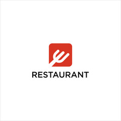restaurant logo fork spoon icon vector with abstract letter e concept