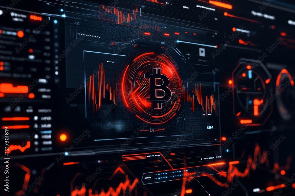 Aufkleber A pixel art depiction of a digital wallet with coins and graphs displayed in retro 8-bit style, set against a simple black background