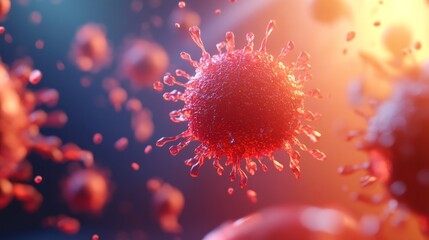 Microscopic view of a virus with spiky surface.