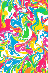 Obraz premium Vibrant Swirling Acrylic Paint Pattern Abstract Liquid Marble Texture with Dynamic Multicolor Design on White Background for Wallpaper and Artistic Projects