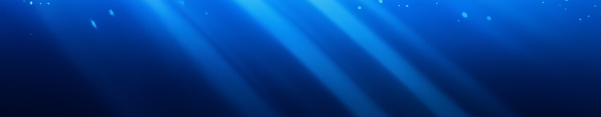 Underwater blue ocean with sunlight and undersea banner scene