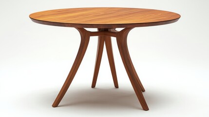 Stylish round wooden table featuring a modern design and unique leg structure for home decor
