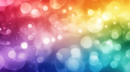 Colorful bokeh background with rainbow lights and sparkles.