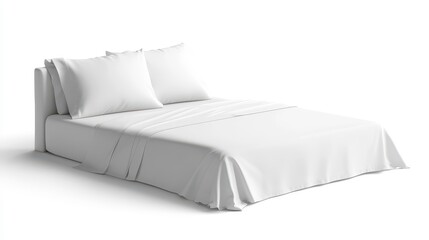 Cozy Minimalist White Bed with Soft Pillows