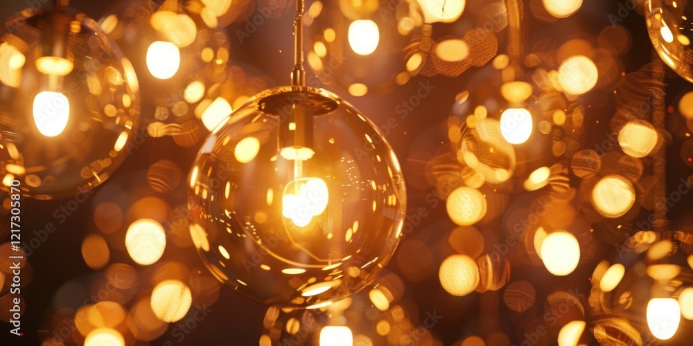 Poster golden lanterns casting bokeh, creating a warm and festive atmosphere.