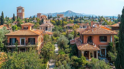 Fototapeta premium Stock technology was used to create the skyline of Athens, Greece