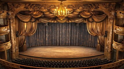 Grand Opera House Stage, Curtains, Lights, Audience, Performance