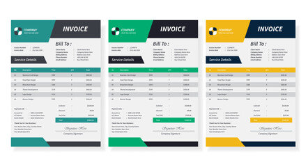 Best clean Invoice Design with vector file and fully editable. Standard quality and best design ever.