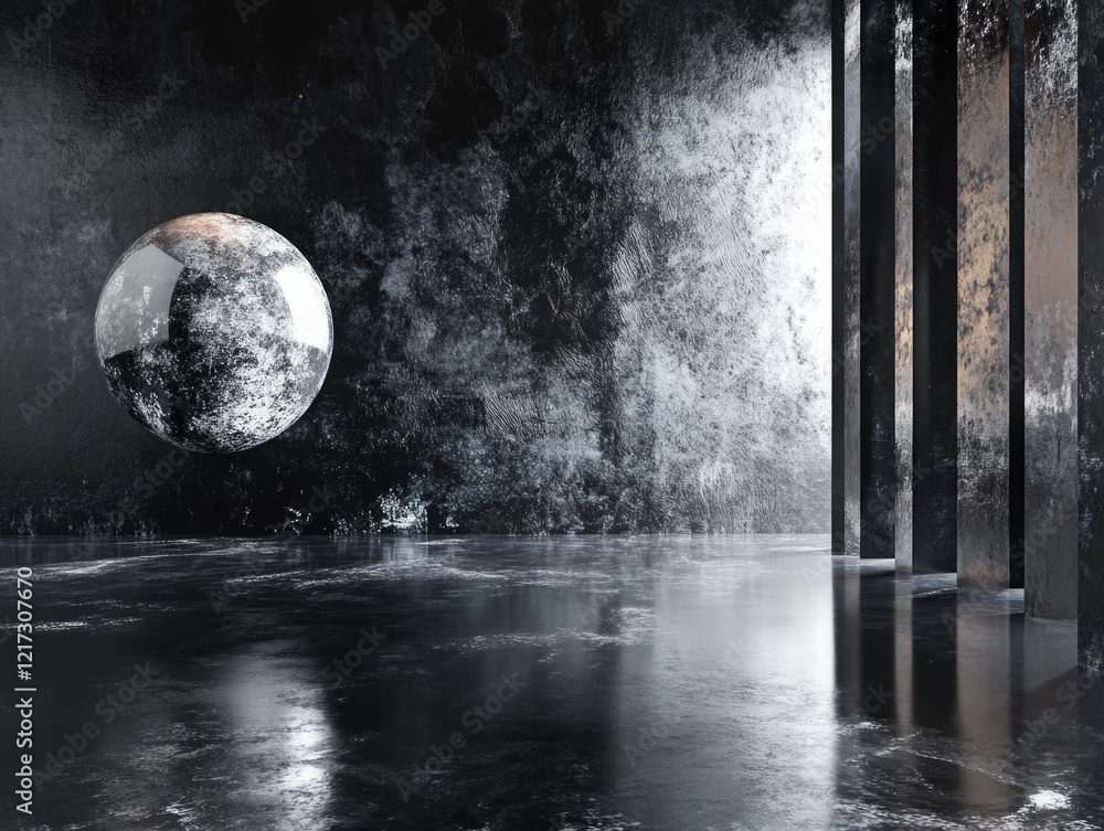 Wall mural planet in dark room