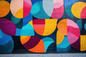 Fototapeta premium Vibrant street art covering an entire wall, where the bold colors and dynamic forms create a visually striking urban scene