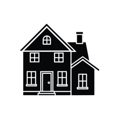 Duplex house line art silhouette vector isolated on white background

