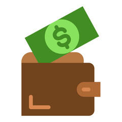 Money in Wallet Icon Style