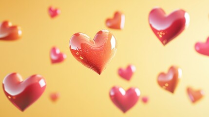 Fototapeta premium Floating hearts, romantic background, love concept, Valentine's Day card