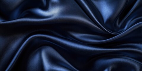 Fototapeta premium Close-up of a blue, shiny material that resembles leather, with folds and wrinkles showcasing its soft texture.