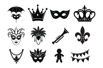 Mardi Gras silhouette Vector  Bundle illustration