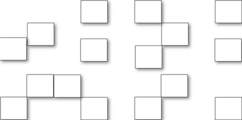 Simple Square cube box plate board on white wall background. 3d rendering. Multiple Horizontal Business Card Modern Mockup for Branding Presentation, Corporate Identity, Advertising, Graphic design.