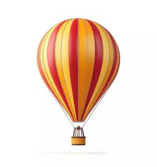 Naklejka premium A simple, flat vector illustration of a red and yellow striped hot air balloon against a white background, with no shadows. 