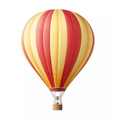 Naklejka premium A simple, flat vector illustration of a red and yellow striped hot air balloon against a white background, with no shadows. 